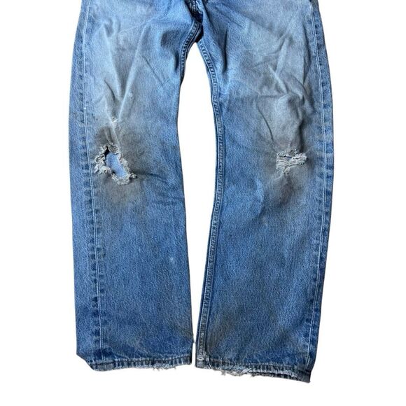 Vintage 90s Levi’s 501 Distressed Jeans Light Wash 34x33 - Picture 3 of 9